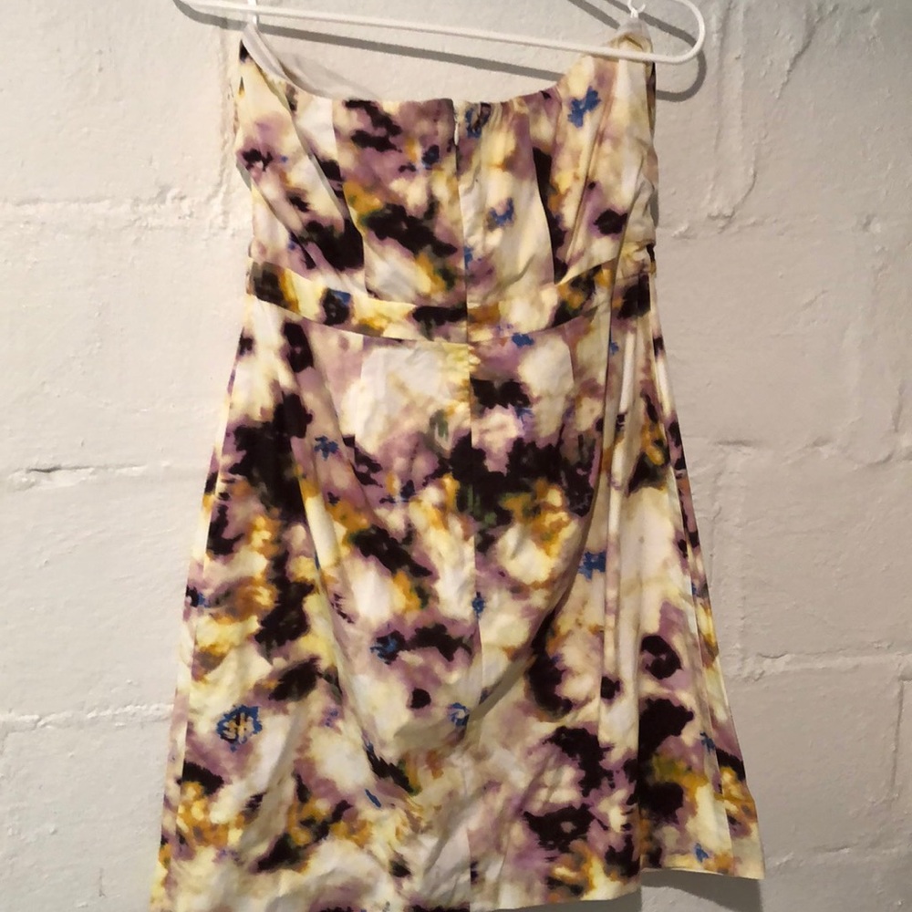 J.crew yellow water color strapless dress